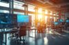 Professionals using Microsoft Copilot in a modern digital workplace
