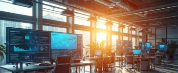 Professionals using Microsoft Copilot in a modern digital workplace