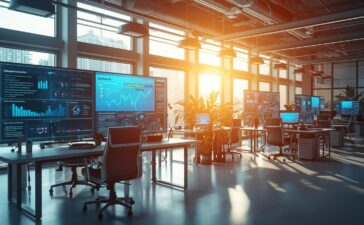 Professionals using Microsoft Copilot in a modern digital workplace