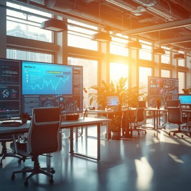Professionals using Microsoft Copilot in a modern digital workplace