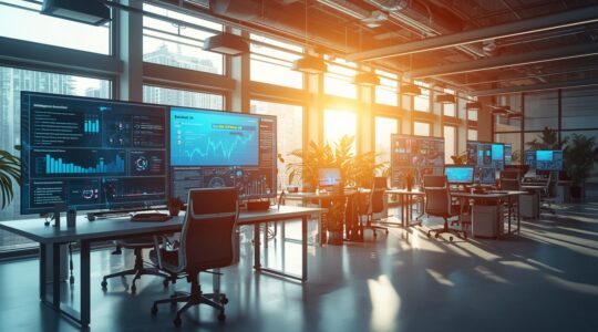 Professionals using Microsoft Copilot in a modern digital workplace